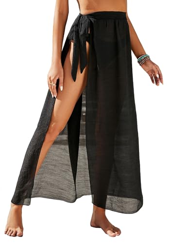 Koerye Damen Sarong Pareo für den Strand Chiffon Badeanzug Wickelrock Strand Rock Frauen Sommer Bikini Cover Up Lange Strandkleid Sarong Pareo für Strandurlaub Schwarz Koerye Damen Sarong Pareo für den Strand Chiffon Badeanzug Wickelrock Strand Rock Frauen Sommer Bikini Cover Up Lange Strandkleid Sarong Pareo für Strandurlaub Schwarz von Koerye