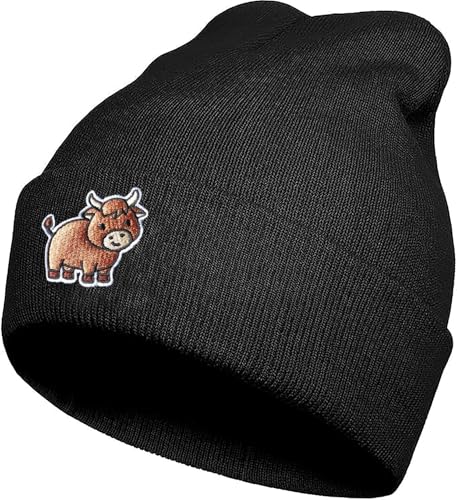 Bestickte Beanie-Mütze für Herren und Damen, Winter, lustige Strickmütze, Zubehör, Geschenke, Kuh, Einheitsgr��e Bestickte Beanie-Mütze für Herren und Damen, Winter, lustige Strickmütze, Zubehör, Geschenke, Kuh, Einheitsgr��e von Koesnbre