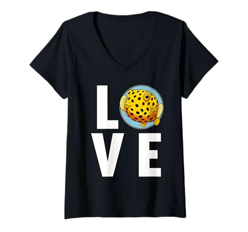 Damen Boxfish Kofferfisch T-Shirt mit V-Ausschnitt Damen Boxfish Kofferfisch T-Shirt mit V-Ausschnitt von Kofferfische Kofferfisch Tier Shop