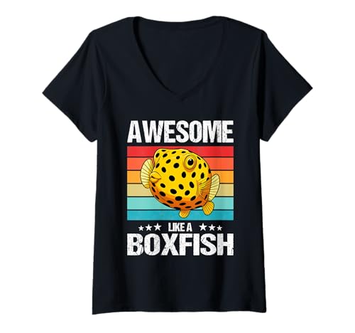 Damen Boxfish Kofferfisch T-Shirt mit V-Ausschnitt Damen Boxfish Kofferfisch T-Shirt mit V-Ausschnitt von Kofferfische Kofferfisch Tier Shop