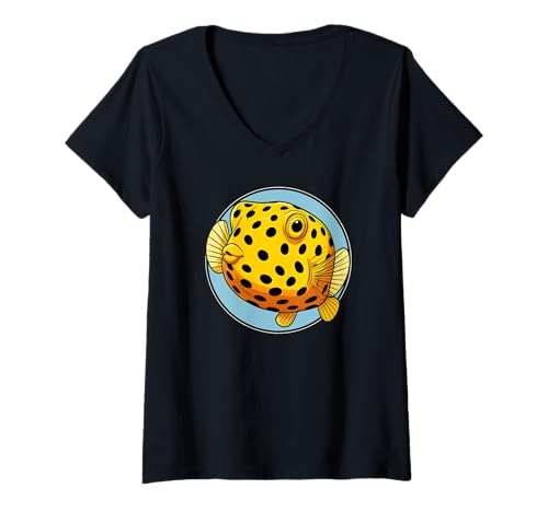Damen Boxfish Kofferfisch T-Shirt mit V-Ausschnitt Damen Boxfish Kofferfisch T-Shirt mit V-Ausschnitt von Kofferfische Kofferfisch Tier Shop