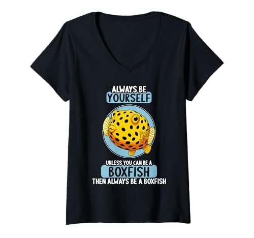 Damen Boxfish Kofferfisch T-Shirt mit V-Ausschnitt Damen Boxfish Kofferfisch T-Shirt mit V-Ausschnitt von Kofferfische Kofferfisch Tier Shop