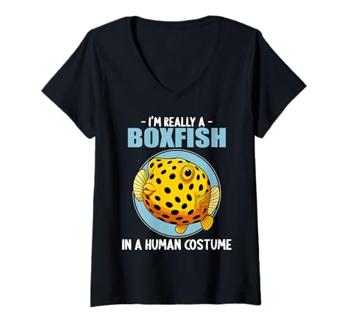 Damen Boxfish Kofferfisch T-Shirt mit V-Ausschnitt Damen Boxfish Kofferfisch T-Shirt mit V-Ausschnitt von Kofferfische Kofferfisch Tier Shop