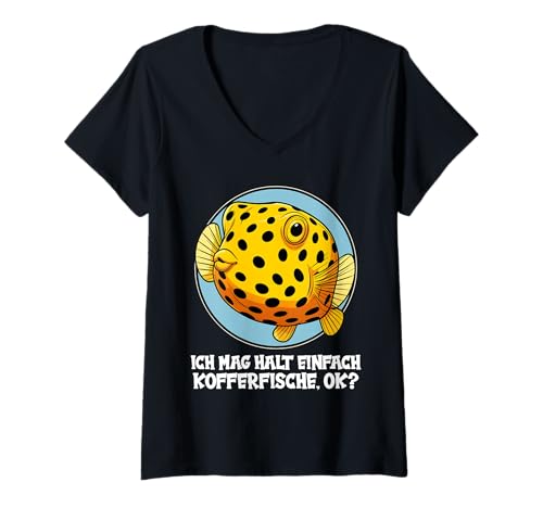 Damen Boxfish Kofferfisch T-Shirt mit V-Ausschnitt Damen Boxfish Kofferfisch T-Shirt mit V-Ausschnitt von Kofferfische Kofferfisch Tier Shop