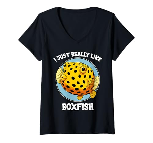 Damen Boxfish Kofferfisch T-Shirt mit V-Ausschnitt Damen Boxfish Kofferfisch T-Shirt mit V-Ausschnitt von Kofferfische Kofferfisch Tier Shop