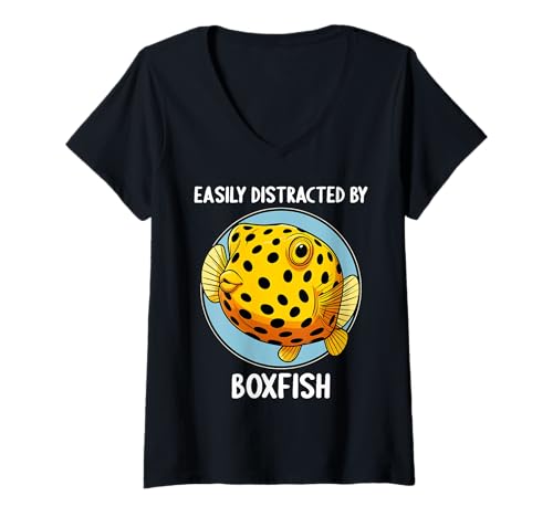 Damen Boxfish Kofferfisch T-Shirt mit V-Ausschnitt Damen Boxfish Kofferfisch T-Shirt mit V-Ausschnitt von Kofferfische Kofferfisch Tier Shop