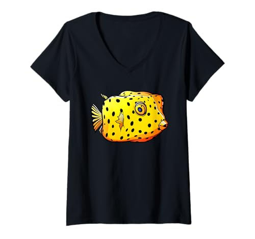 Damen Boxfish Kofferfische Kofferfisch T-Shirt mit V-Ausschnitt Damen Boxfish Kofferfische Kofferfisch T-Shirt mit V-Ausschnitt von Kofferfische Kofferfisch Tier Shop