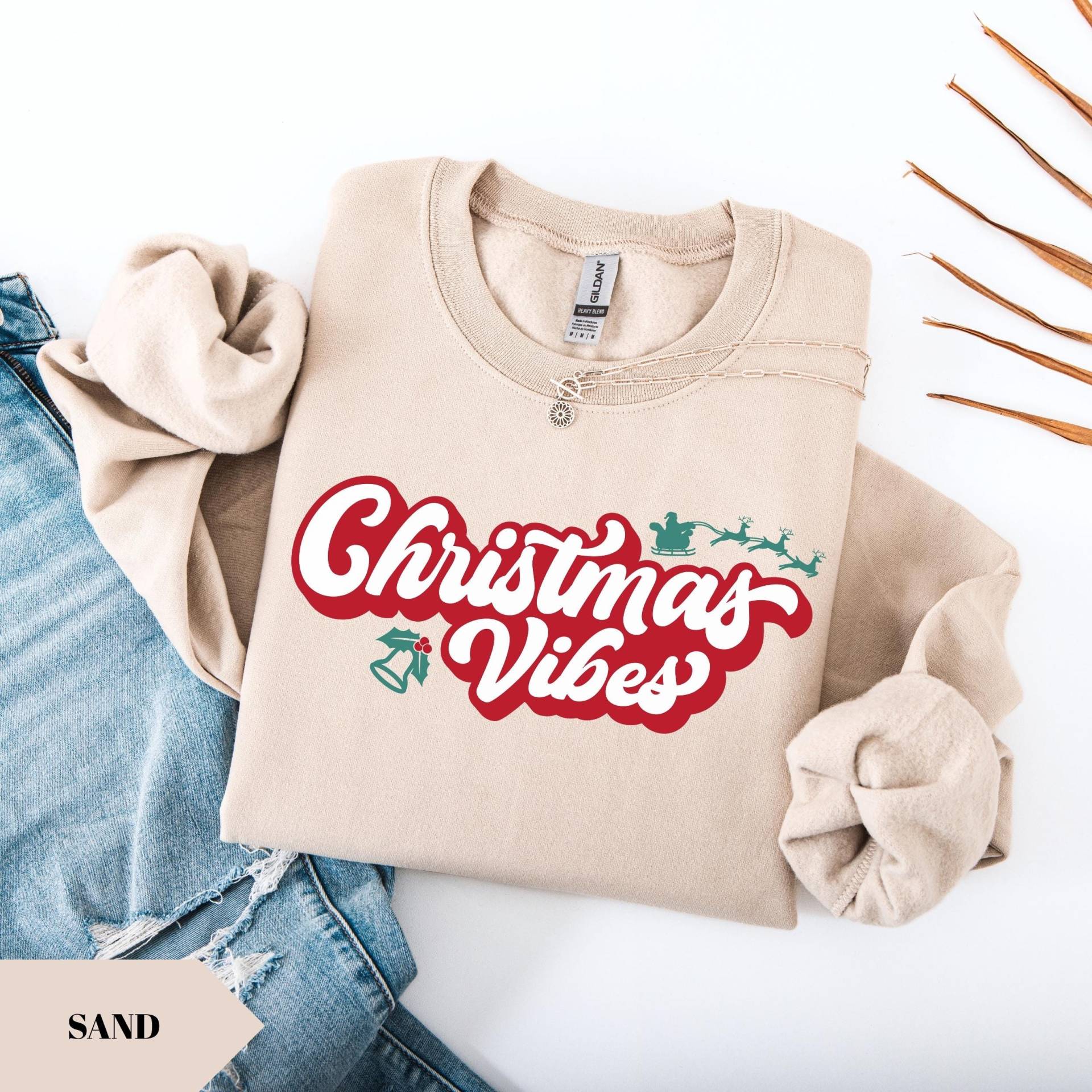 Retro Christmas Vibes Sweatshirt, Damen Weihnachten Feiertage Pullover, Süßes Weihnachts Weihnachtsgeschenk, Winter Shirt von KogeraOnlineShop