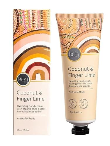 Koh Living Aboriginal Coconut & Finger Lime Hand Cream (Australian Made) / pflegende feuchtigkeitsspendende Handcreme mit Sheabutter und erfrischendem Duft australischer Fingerlimette & Kokos, 75 ml von Koh Living
