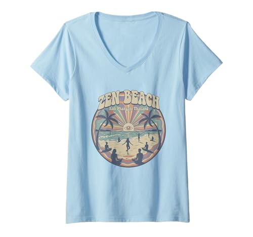 Damen KOH Phangan Hemd Zen Beach Spiritual Thailand Sri Thanu T-Shirt mit V-Ausschnitt Damen KOH Phangan Hemd Zen Beach Spiritual Thailand Sri Thanu T-Shirt mit V-Ausschnitt von Koh Phangan Spiritual Island Backpacker Full Moon