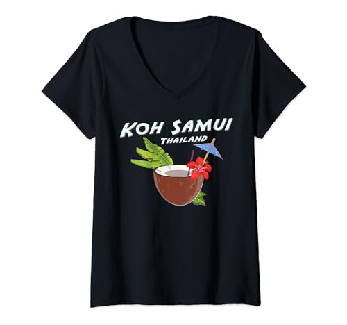 Damen Koh Samui Urlaub Strand Thai Souvenir Lamai Chaweng Thailand T-Shirt mit V-Ausschnitt Damen Koh Samui Urlaub Strand Thai Souvenir Lamai Chaweng Thailand T-Shirt mit V-Ausschnitt von Koh Samui