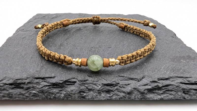 Edelstein Armband "Forestwalk" | Makramee Natur Aventurin, Holz, Vergoldete Perlen Personalisierbar Surfer Herren Damen von KOHKAJA