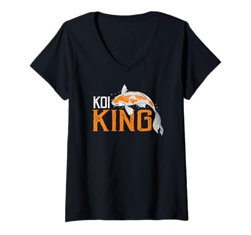 Damen Koi König Herrscher über Teich und Hobby T-Shirt mit V-Ausschnitt Damen Koi König Herrscher über Teich und Hobby T-Shirt mit V-Ausschnitt von Koi-Fans mit Leidenschaft und Stil
