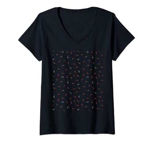Damen Japanischer Koi-Karpfen mit schönem Muster aus Goldfisch Koi T-Shirt mit V-Ausschnitt Damen Japanischer Koi-Karpfen mit schönem Muster aus Goldfisch Koi T-Shirt mit V-Ausschnitt von Koi Pallio Tees