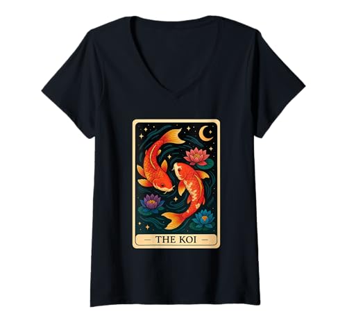 Damen Koi-Tarot T-Shirt mit V-Ausschnitt Damen Koi-Tarot T-Shirt mit V-Ausschnitt von Koi Tarot Design