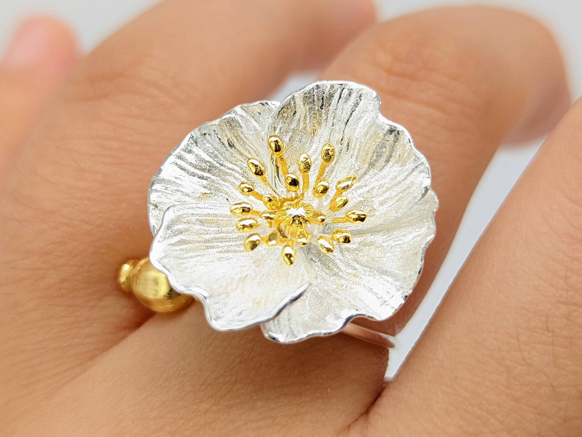 Minimalist Ring, Mohnblume Blume Große Natur Sommer Offene Ring Einzigartige Wald, Klobige Cocktail, Sterling Silber, Beste Freundin, Muttertag Für Minimalist Ring, Mohnblume Blume Große Natur Sommer Offene Ring Einzigartige Wald, Klobige Cocktail, Sterling Silber, Beste Freundin, Muttertag Für von KoiAndLotusStudio