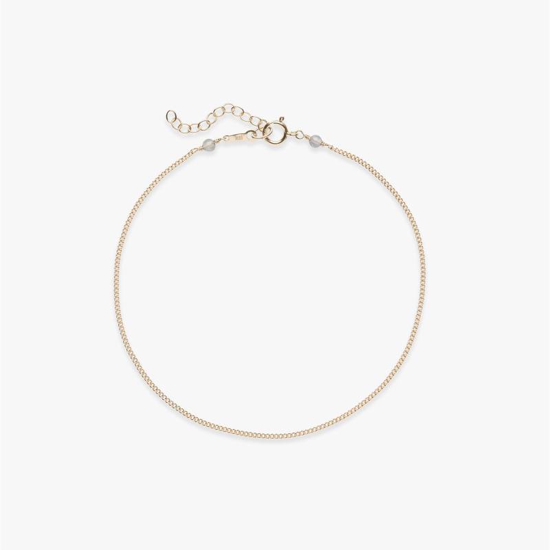 Panzerketten-Fußkettchen | Dezentes Goldenes Ketten-Fußkettchen Mit Edelsteinen 14 Karat Gold Gefüllt von KoiAtelier