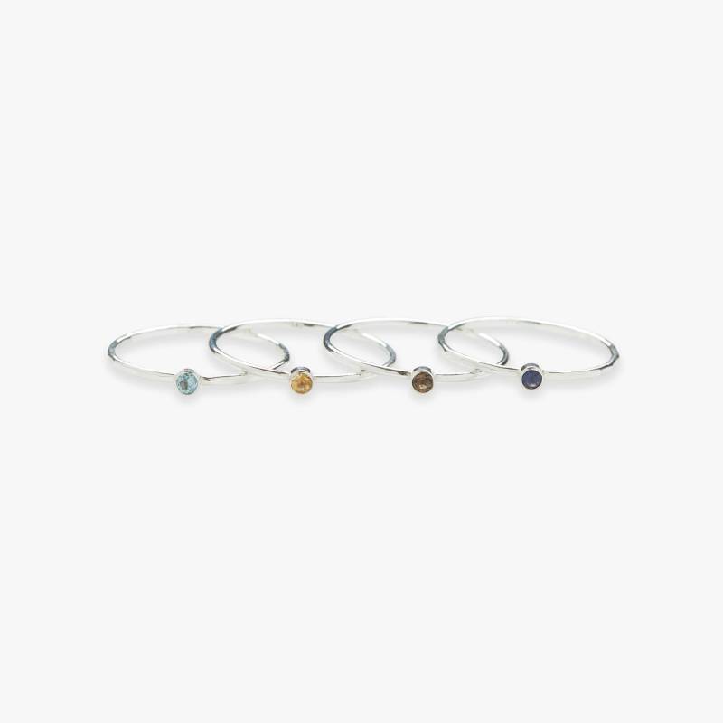 Silberner Ring Mit Winzigem Edelstein | Dezenter Kleinem Geschliffenen Geburtssteine 925Er Sterlingsilber von KoiAtelier