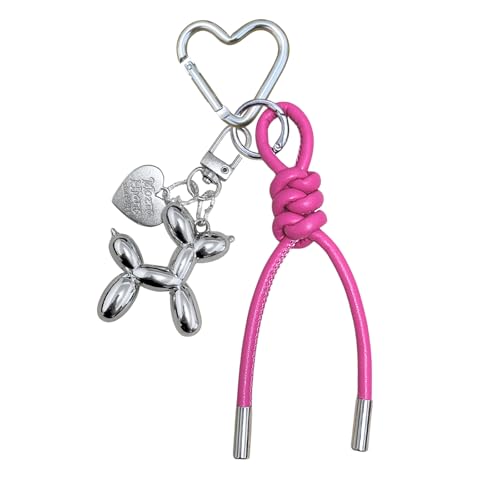 Koicarelife Y2k Schlüsselanhänger aus Leder mit Ballon-Hund für Damen, Handtasche, Y2k Zubehör, Rosarot, Standard von Koicarelife