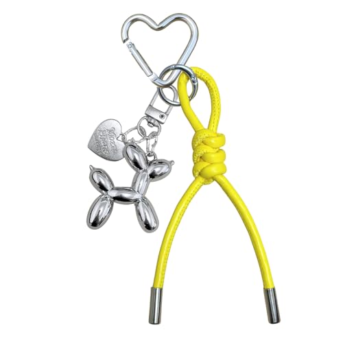 Koicarelife Y2k Schlüsselanhänger aus Leder mit Ballon-Hund für Damen, Handtasche, Y2k Zubehör, gelb, Standard von Koicarelife