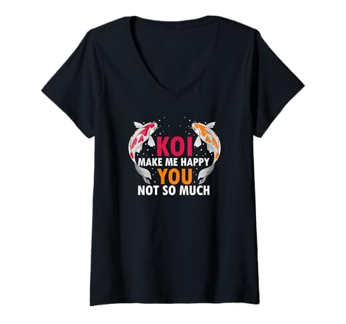 Damen Kois Machen Mich glücklich, Menschen Nicht so sehr T-Shirt mit V-Ausschnitt von Koihumor für introvertierte Teichfans