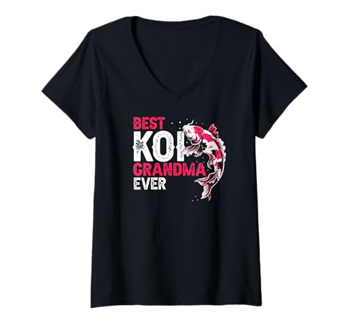 Damen Beste Koi-Oma Aller Zeiten Humor Teichfan T-Shirt mit V-Ausschnitt Damen Beste Koi-Oma Aller Zeiten Humor Teichfan T-Shirt mit V-Ausschnitt von Koiliebende Großmutter mit Stil