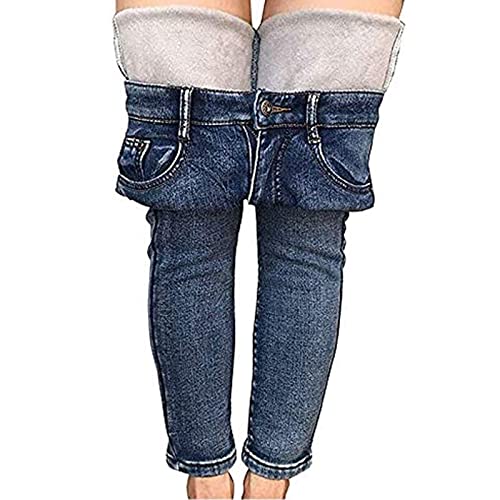 Damen Fleece gefütterte Jeans Thermo Flanell Denim Hose Winter Warm Verdicken Skinny Stretch Legging Hose mit Tasche (Light Blue, Medium) von Koitniecer