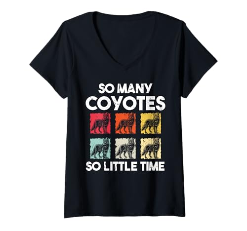 Damen So Many Coyotes So Little Time Hunting T-Shirt mit V-Ausschnitt von Kojote Jagen Design Idee