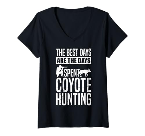 Damen The Best Days Are The Days Spent Coyote Hunting T-Shirt mit V-Ausschnitt von Kojote Jagen Design Idee