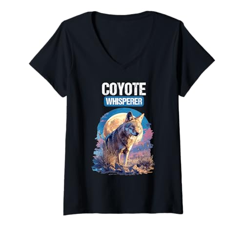 Damen Kojoten Kojote T-Shirt mit V-Ausschnitt von Kojoten Kojote Tier Shop