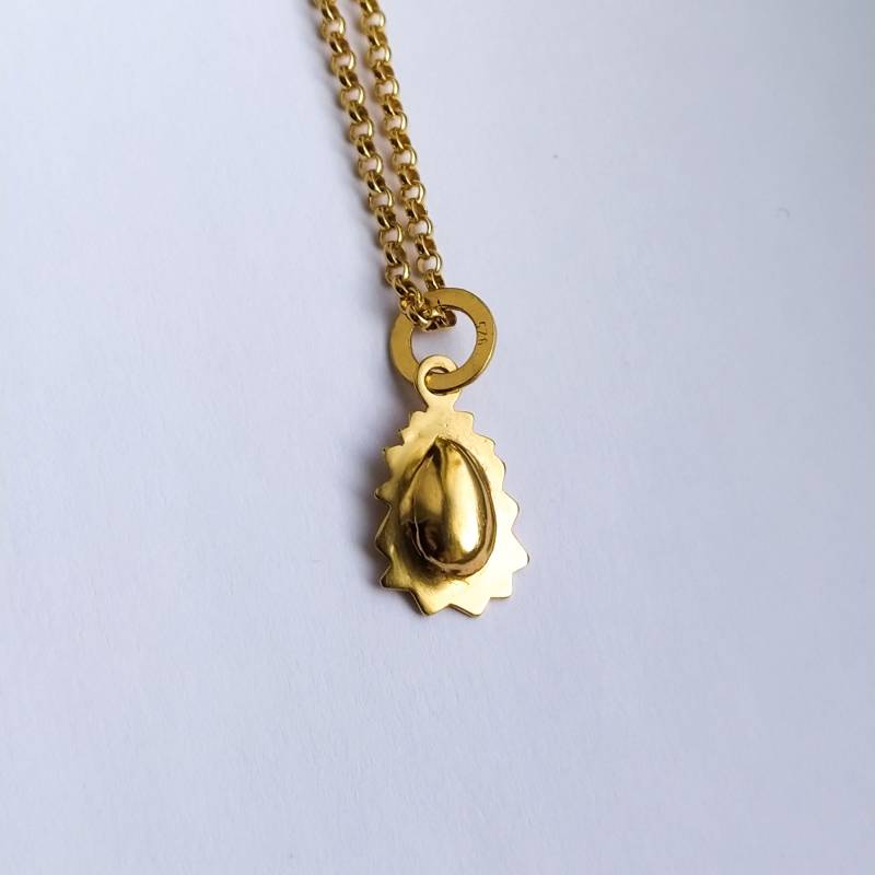 Kerzenlicht-Kette 18Ct Vergoldetes 925 Silber, Kleiner Flammen-Anhänger Mit Kette, Ziseliertechnik von KokiferJewelry