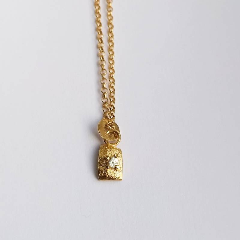 Weißer Saphir 18 Karat Vergoldetes 925 Silber, Anhänger Mit Kette, Unikatkette von KokiferJewelry