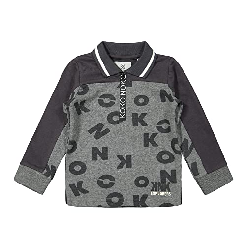 Koko Noko Boys Polo Shirt, Dark Grey + Grey Melee, 80 von Koko Noko