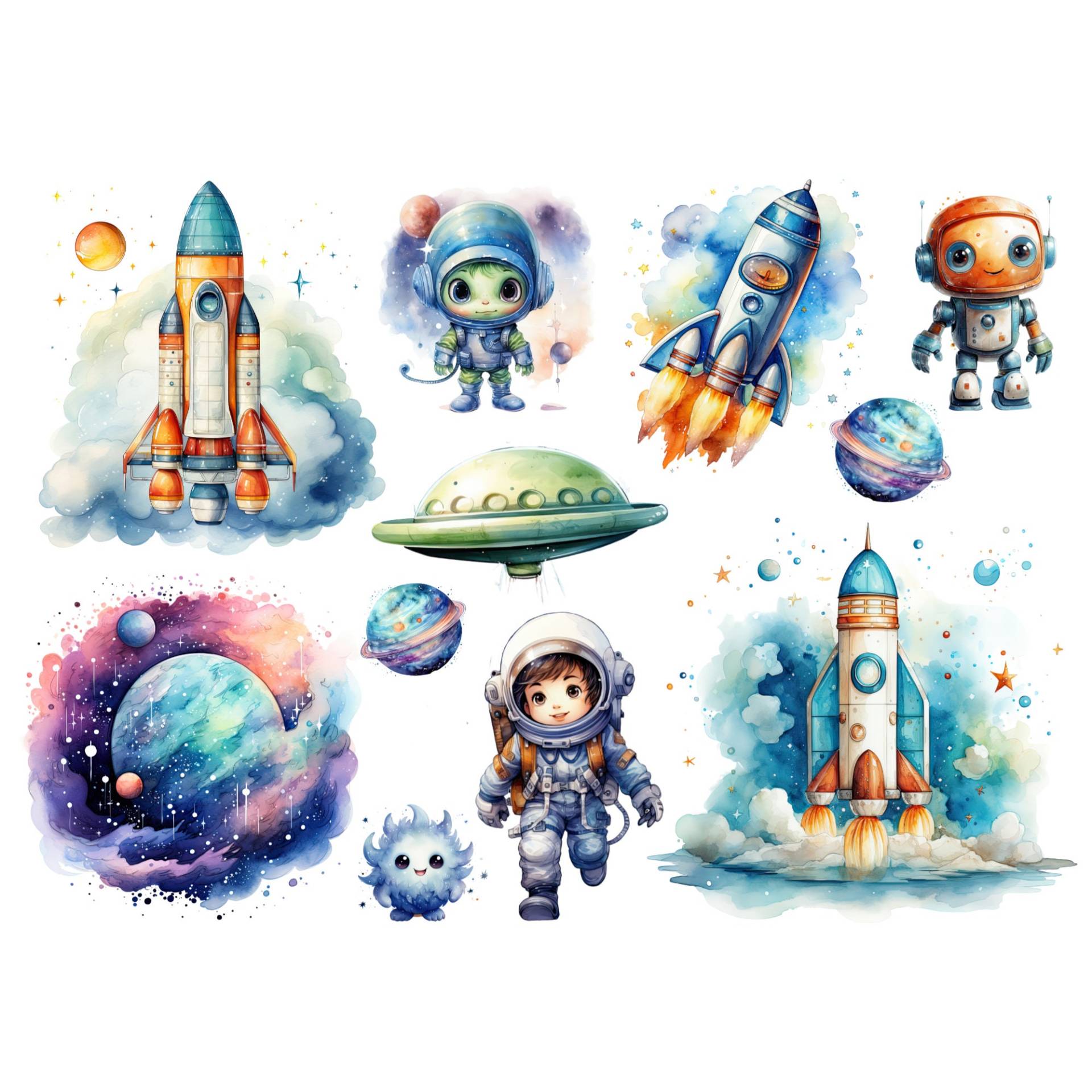 11 Bügelbilder Astronaut, Fantasie Weltraum Zum Aufbügeln, Sku 5.000.036 von KokoHello