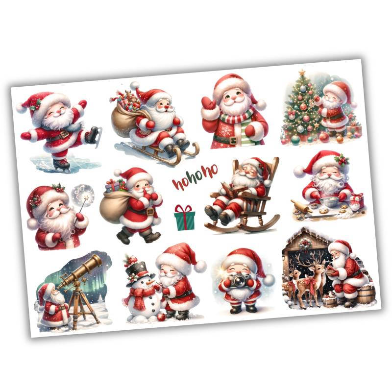 14 X Bügelbild Weihnachten, Weihnachtsmann Weihnachtsbilder Zum Aufbügeln, Sku 5.000.080 von KokoHello
