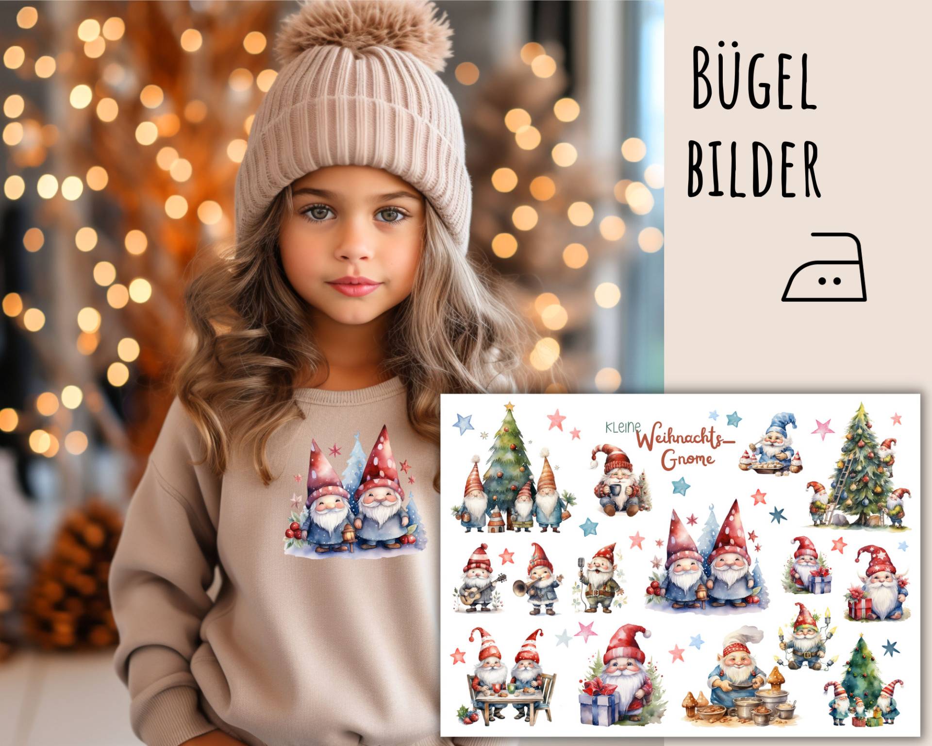 15 Bügelbilder, Weihnachts-Gnomies, Weihnachtsbilder Zum Aufbügeln, Weihnachtsmann, Lustige Weihnachts Gnome, Adventskalender, Sku 5.000.089 von KokoHello