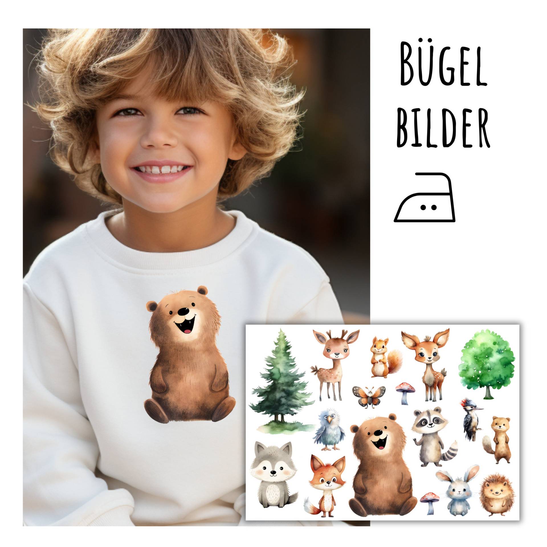 17 Bügelbilder Waldtiere, Niedliche Tiere Im Wald Zum Aufbügeln, Sku 5.000.106 von KokoHello