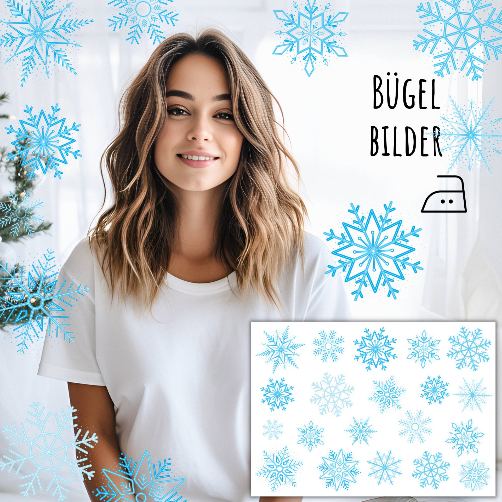 20 Bügelbilder, Schneekristalle Zum Aufbügeln, Eiskristalle, Schneeflocken, Schneesterne, Adventskalender, Eisblumen, Sku 5.000.138 von KokoHello