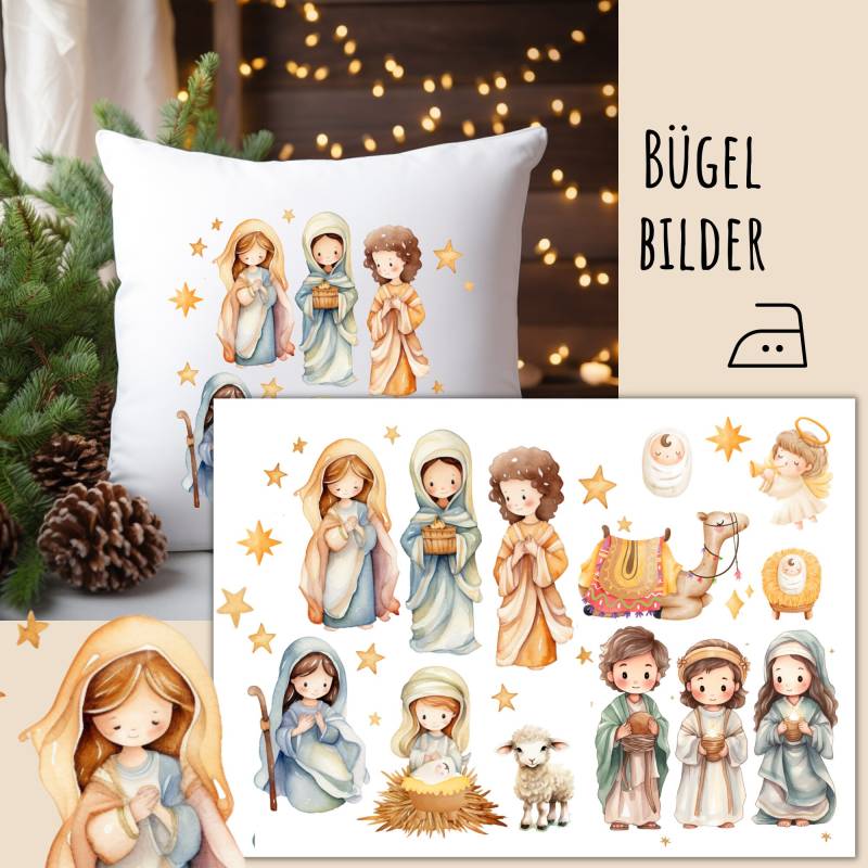20 Bügelbilder Heilige Familie, Nacht, Jesus Geburt, Krippe, Weihnachtsbilder Zum Aufbügeln, Maria Josef Aufbügeln, Sku 5.000.129 von KokoHello