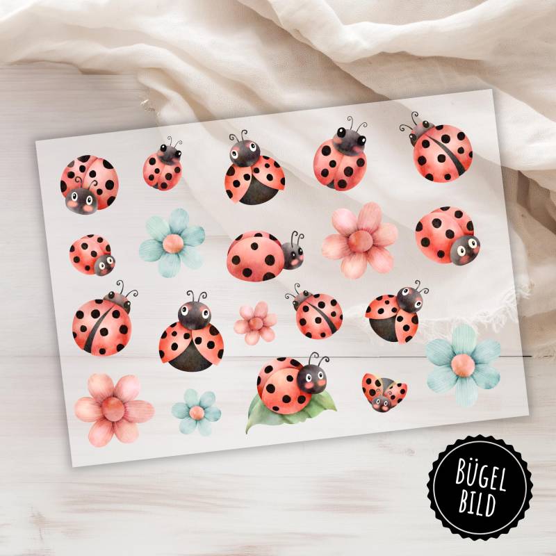 20 Bügelbilder Marienkäfer Aquarell, Roter Käfer Zum Aufbügeln, Schwarz Rote Käferchen, Glückskäfer von KokoHello