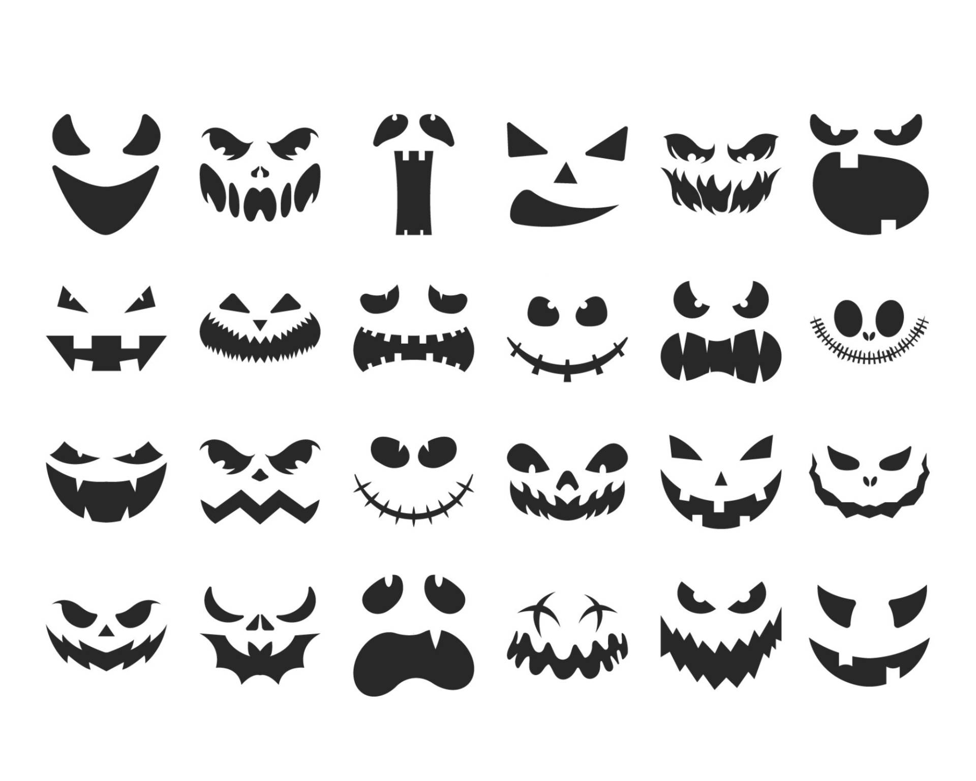 24 Bügelbilder Gruselige Gesichter, Kürbisgesicht, Halloween, Cool, Cooles T-Shirt Design Zum Aufbügeln, Moderner Aufbügler, Sku 5.000.153 von KokoHello