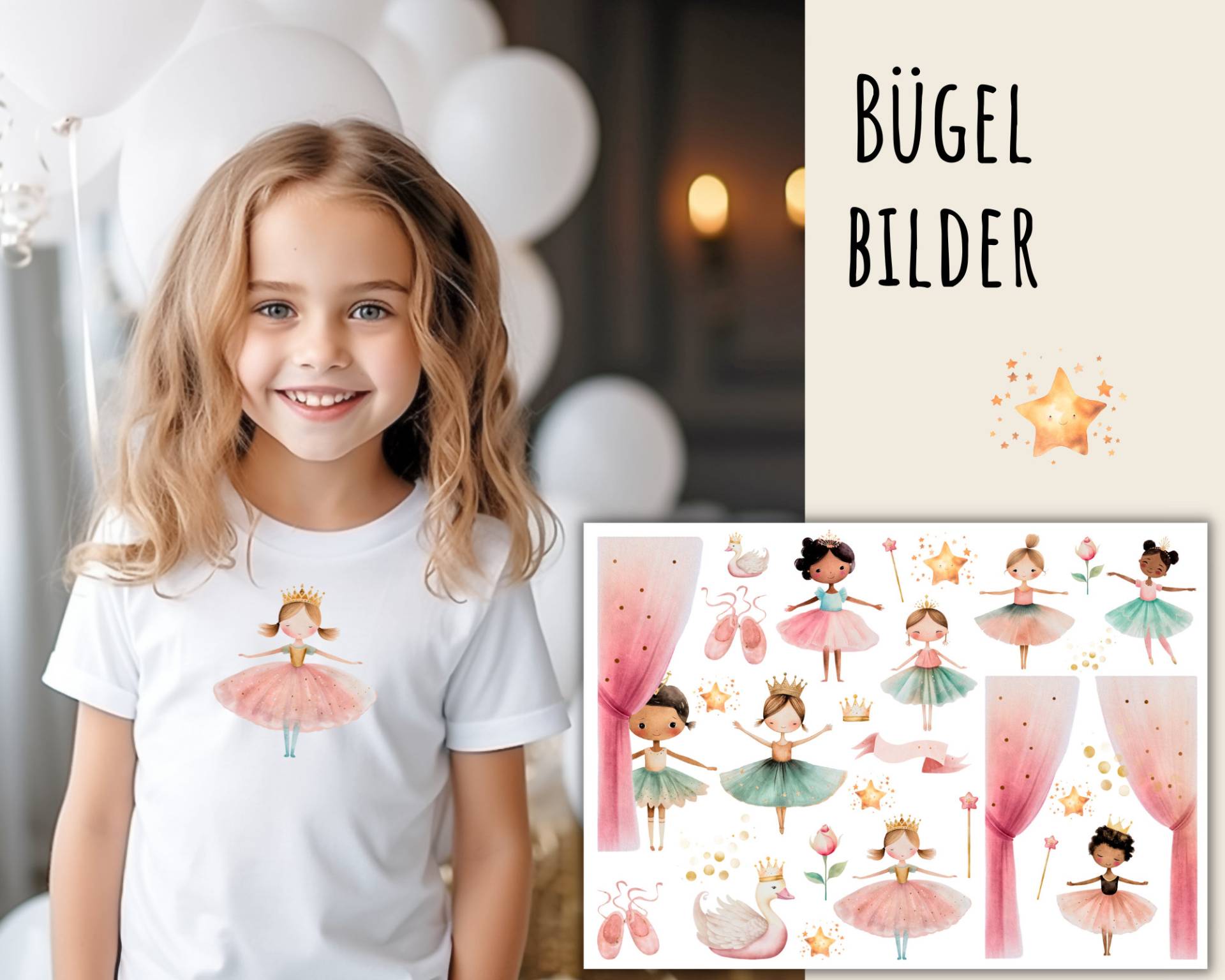 25 Bügelbilder Niedliche Ballerina, Ballett Tänzerin Zum Aufbügeln, Ballerina Auf Bühne, Süße Aufbügler Für Primaballerinas, Sku 5.000.158 von KokoHello