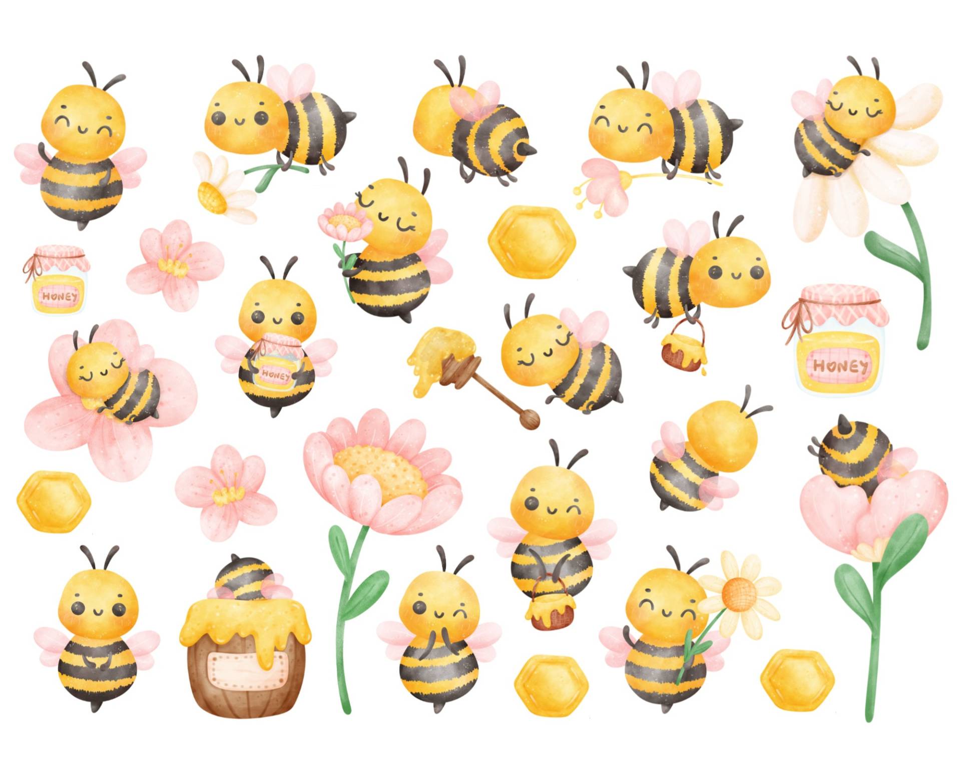 27 Bügelbilder Kleine Honigbiene, Bienen Zum Aufbügeln, Sku 5.000.164 von KokoHello