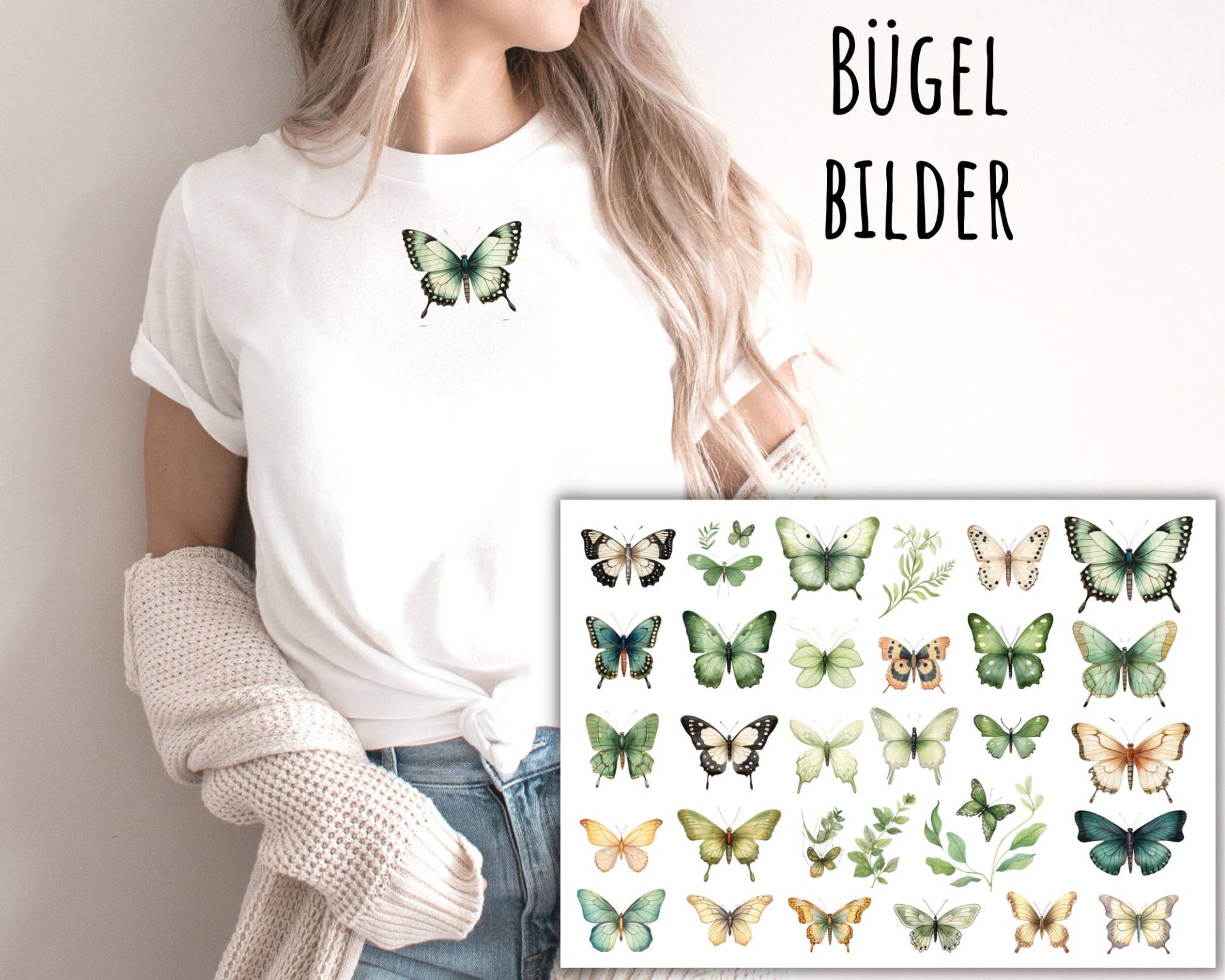 30 Bügelbilder Aquarell Schmetterlinge Und Blätter, Schmetterling Zum Aufbügeln, Bunte Sku 5.000.175 von KokoHello