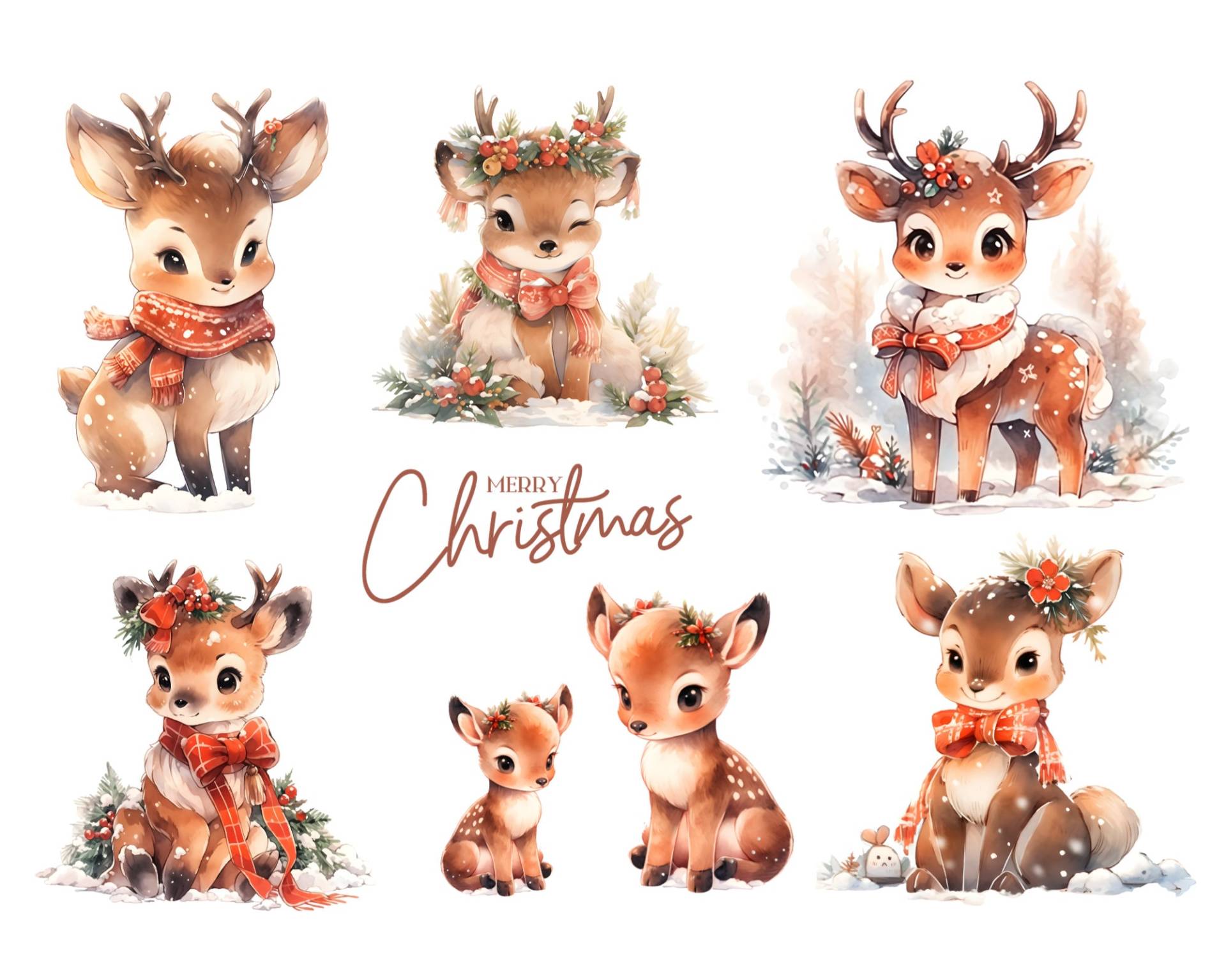 7 Bügelbilder, Kleines Rentier, Weihnachten, Weihnachtsbilder Zum Aufbügeln, Rentiere, Adventskalender, Sku 5.000.250 von KokoHello