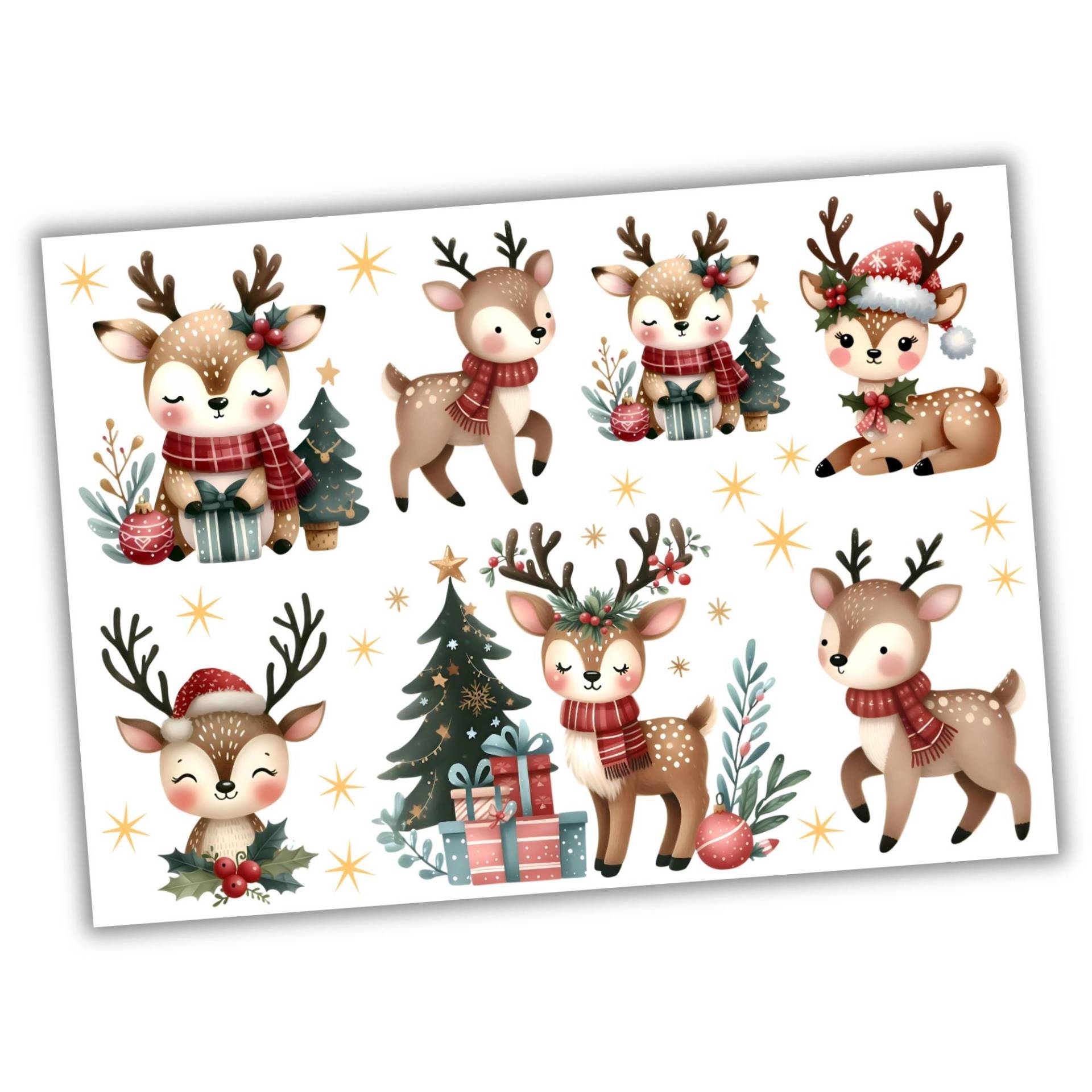 7 X Bügelbild Niedliches Rentier, Weihnachtsbilder Zum Aufbügeln, Sku 5.000.252 von KokoHello