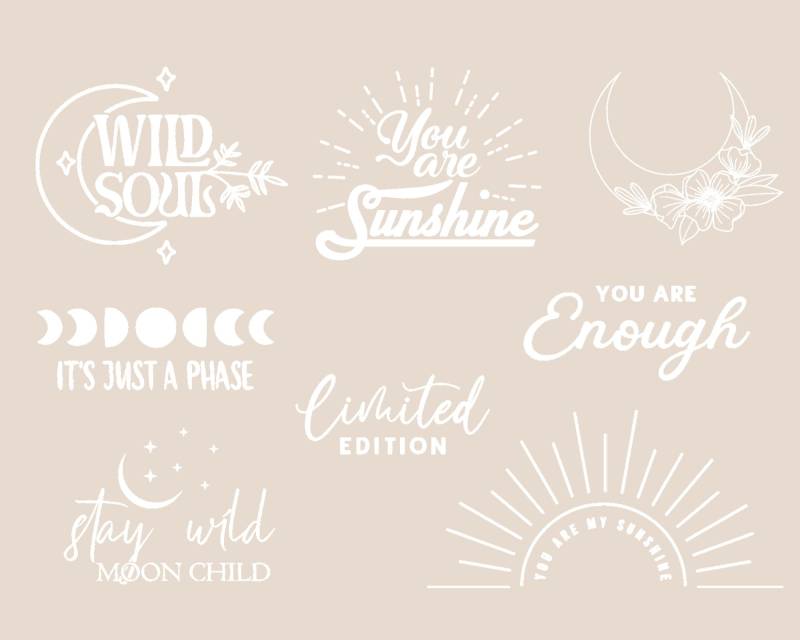 8 Bügelbilder, Schöne Sprüche Zum Aufbügeln, Minimalistisch, Modern, Schlichter Aufbügler, Sku 5.000.263 von KokoHello