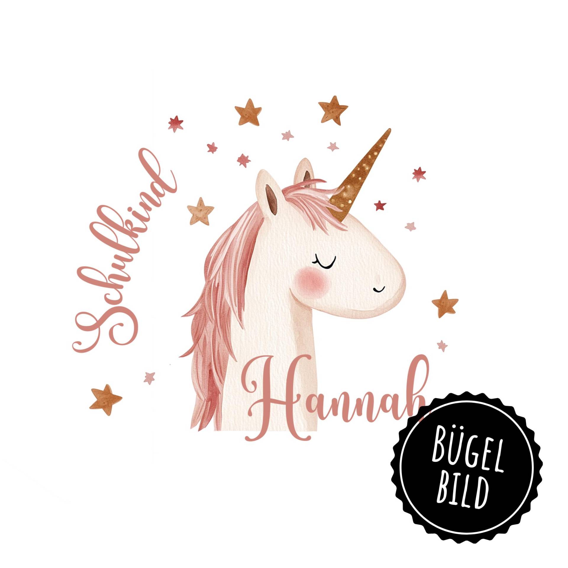 Bügelbild Für Schultüte Oder Geburtstag Mit Einhorn, Namen, Sku 5.000.634 von KokoHello