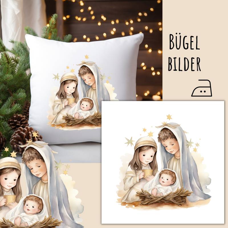 Bügelbild Heilige Familie, Nacht, Jesus Geburt, Weihnachten, Weihnachtsbilder Zum Aufbügeln, Maria Und Josef Aufbügeln, Sku 5000.362 von KokoHello