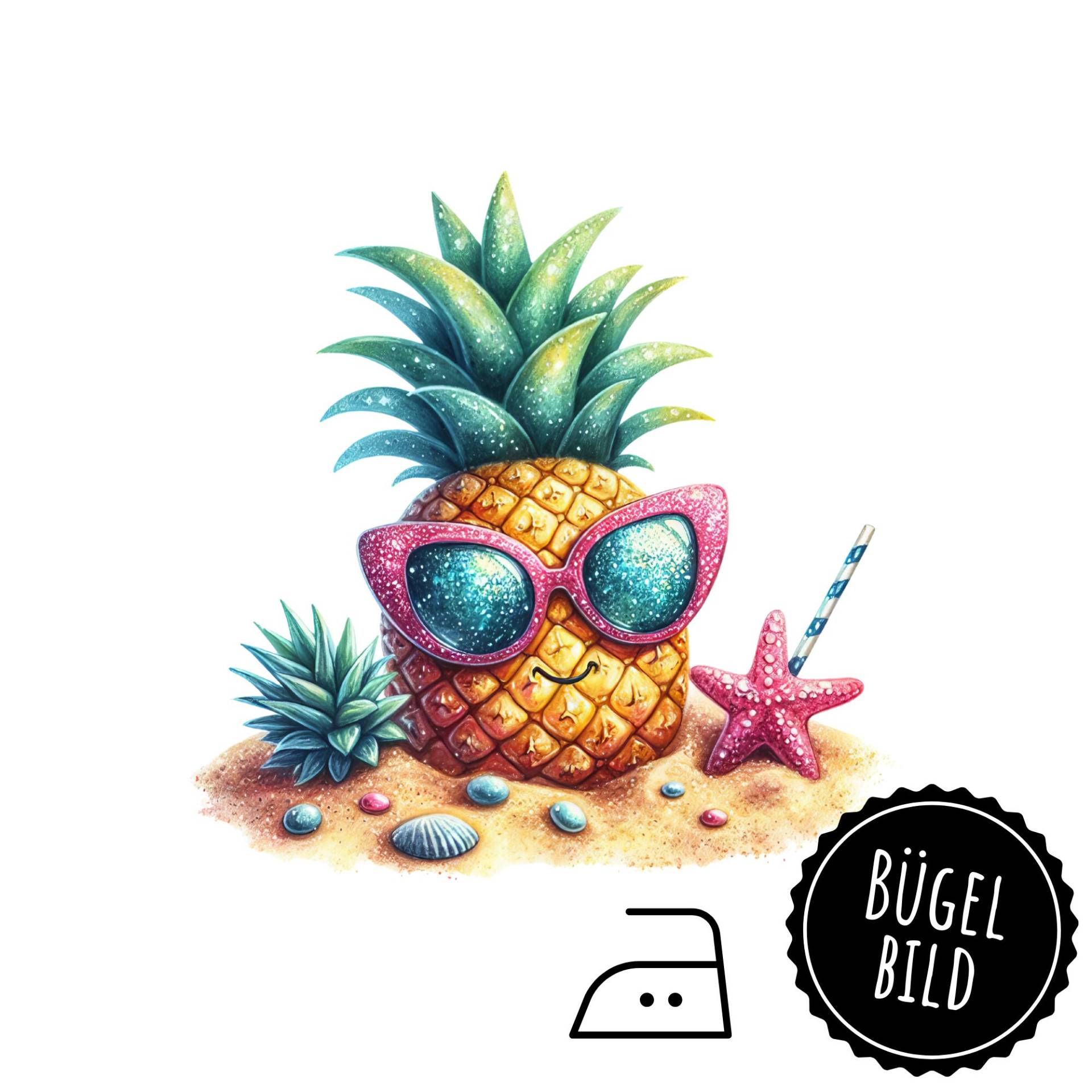 Bügelbild Mit Ananas Und Sonnenbrille, Zum Aufbügeln, Sku 5.000.395 von KokoHello